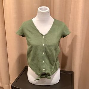 Green button up tshirt
